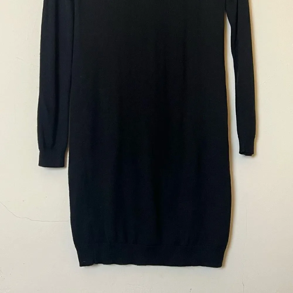 Reiss Sequin Wool Blend Mini Sweater Dress, Black Size Small